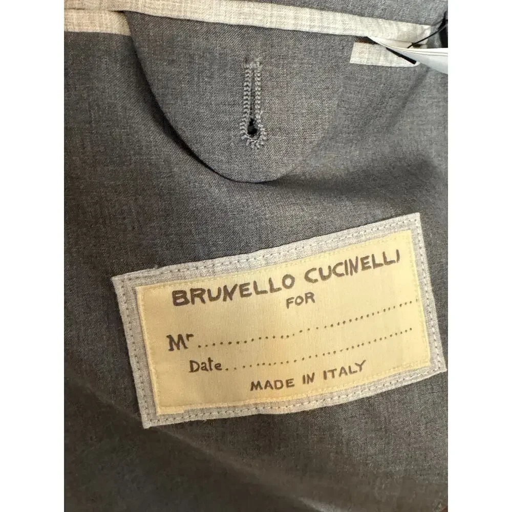 Brunello Cucinelli Gray Wool Silk Deconstructed Blazer Sport Jacket 54 44R Men's